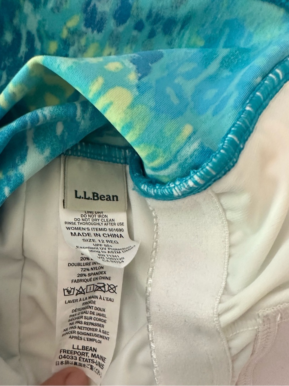 L.L. Bean Turquoise and Teal Patterned One-Piece Swimsuit - Picture 13 of 15